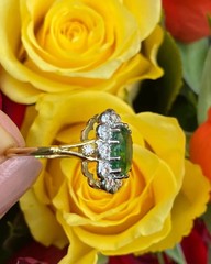 Art Deco Style Green Lab Created Diamond Halo 14K White Gold FN Engagement Ring