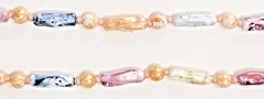 Vtg Glazed Porcelain Bead Necklace Hand Knotted Seaside Mermaid Beach Boho