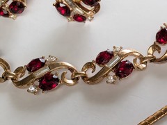 Alfred Philippe Trifari 1940’s Pat Pending Ruby & Clear 3 Piece Necklace Set