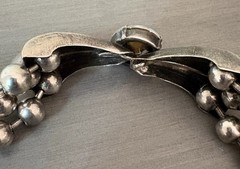 Ikuo Ichimori Paris Bracelet Antique Silver Tone Metal Lg Rhinestone 6″ VTG