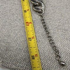 Vintage Link Necklace Silver Tone Metal White Acrylic Chunky Retro Funky