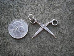 Large Ornate Opening Scissors Vintage Sterling Silver Bracelet Charm Pendant