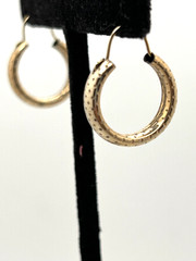 Vintage Earrings GF hoop on ear wire- sweet with stamped dots