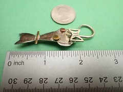 Kitty Cat Pin with a Swinging Tail Mexico 925 Sterling Silver 2-5/8″ 9.6 Grams