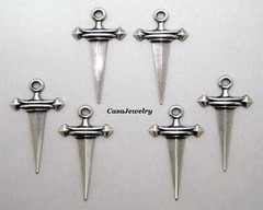 #0135 ANTIQUED STERLING SILVER PLATED CELTIC SWORD W/TOP HANG RING – 12 Pc Lot