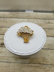 Vintage Gold-toned Flower Basket of Daisies