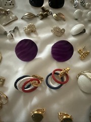 Lot of 50 Pair Vintage Costume Clip On Earrings Various Sizes & Shapes