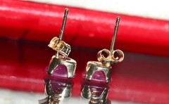 14k yellow gold earrings 1.00ct natural, treated ruby stud vintage 0.6gr N2948H