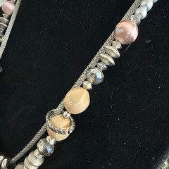 Vintage Statement Necklace Mixed Material Unique Stones 30 Inch Length