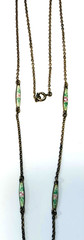PERFECT! STERLING Antique 2 SIDED ENAMEL GUILLOCHE 4 STATION “Y” CHAIN Necklace!
