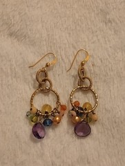Anna Balkan Earrings Gold Tone Beaded Paige Circle Firework Multi-Gemstones