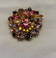 Set a four mid-century small brooches. Some serious costume bling here.