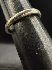 18K White Gold SZ 7 Vintage Wedding Band Midcentury Signed Estate 3g Engraved