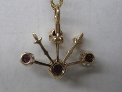 VICTORIAN ANTIQUE 14K ROSE GOLD OLD EUROPEAN CUT 1.00 CT. GARNET PENDANT