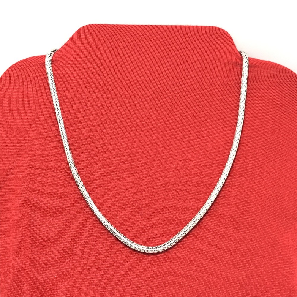 Vintage 3 mm Silver tone 16″ Spiga / Wheat Chain Necklace