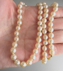 Vintage Faux Pearl Necklace 6 mm 18 inch