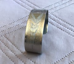 Vintage Native American Style Heart Arrow Cuff Bracelet Silver Tone Monogram A