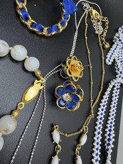 Vintage Blue White Jewelry Lot Beaded Necklaces Earrings Bracelet Boho