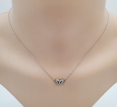 VTG 925 FAS Butterfly Necklace 16in Adjustable Sterling Silver Choker Thailand