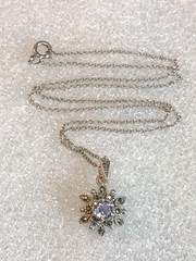 Vintage Sterling Silver Amethyst Marcasite Flower Necklace 925 Natural 16″ 6086