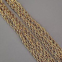 Vintage Rope Chain Necklace Layered Ribbed Station Bead Gold Tone 24″