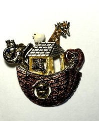 Vtg 3 Brooches JJ Signed Noah Ark Designer Don Lin, JJ & AJC Religious Vintage