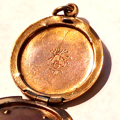 Antique Vtg RBM Bee Atrice Beatrice Gold Filled GF Locket Charm Floral 24mm wide