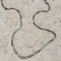 Vintage Sterling Silver Figaro Chain Necklace Italy 925 29″ layering statement