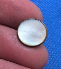 Antique Waistcoat Collar Buttons Dress Stud Flat Copper, Plated, Mother Of Pearl