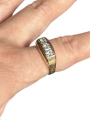 Vintage 14k Diamond Ring. Size 12. Weight is 9.6 Grams. 3- Round Cut .50 TCW.