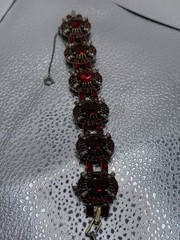1953 Vintage Hollycraft Ruby Glass Necklace Bracelet & Earrings
