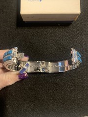 Vintage NWB Whiting & Davis Faux Turquoise Bracelet With Tag/Box Silver Tone