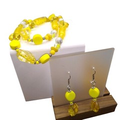 Lemony Yellow Lucite Parure, Cheerful Beads with Unique Pierced Styles on Single