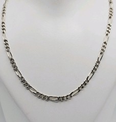 FAS Sterling Silver Vintage Figaro Link 2.5mm Chain Necklace 24″
