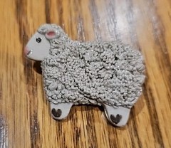 Sheep Pin, Matching Earrings And Ram Pendant Necklace Ceramic Animal