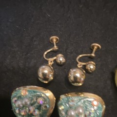 Vintage Multicolor Mixed Earrings Lot 6 Pcs Clip-On & Screwback Rhinestone