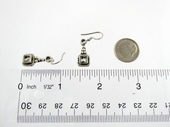 Sterling Silver Square Cut Quartz Dangling Earrings 925 4.4g 1.25 Inches Length