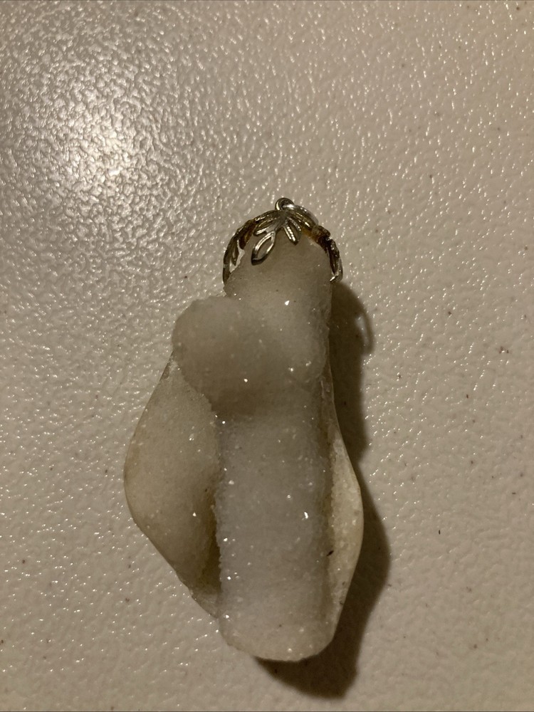 Antique white Coral Pendant Agatized Sparkle 20 Million Years Old