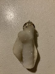 Antique white Coral Pendant Agatized Sparkle 20 Million Years Old