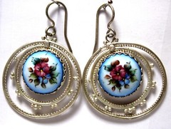 Vintage 1980s Russian Hand Painted Enamel Jewelry Earrings 3 Variations #122,157