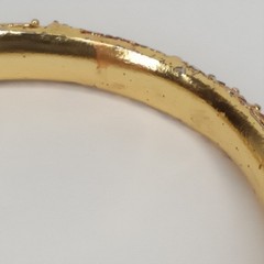 Vintage Face Clad Gold Bangle Ornate Filigree Bracelet Boho Chic Marked F.C.