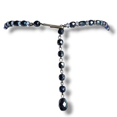 Vintage West Germany AB Crystal Glass Bead Necklace Peacock Iridescent Choker