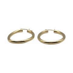 Vintage Classic 14k Gold Oval Shaped Pierced Hoop Earrings “ZZ 14k” 3.07 Grams