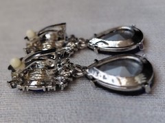 Vintage Style Cobalt Blue Teardrop Dangle Clip-On Earrings Statement Retro