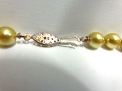 vintage pearl necklace gold color hd knotted sz 16 in lg 8.5 mm sz pearls wgt33g