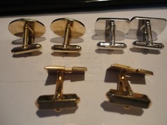 3 sets HICKOK silvertone ANSON SWANK goldtone cuff links approx.1″ wide vtg