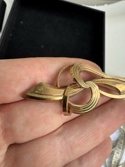 VINTAGE SIGNED GERMANY 1/80/18KT RGP ROLLED GOLD PLATE PIN BROOCH 2.5”