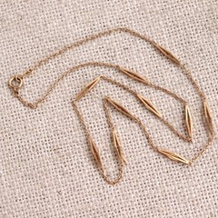 Estate 18k Gold Necklace Station Link Vintage Modernist 15.5″ 1970s 3.56g K18