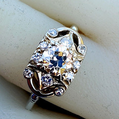 Original EARTH MINED DIAMOND Deco Engagement Ring Solid 14K WHITE GOLD SOLITAIRE
