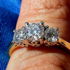 Original EARTH MINED DIAMOND Octagon cut Deco Engagement Ring Vintage Trilogy 6